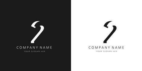 2 logo numbers modern black and white design	