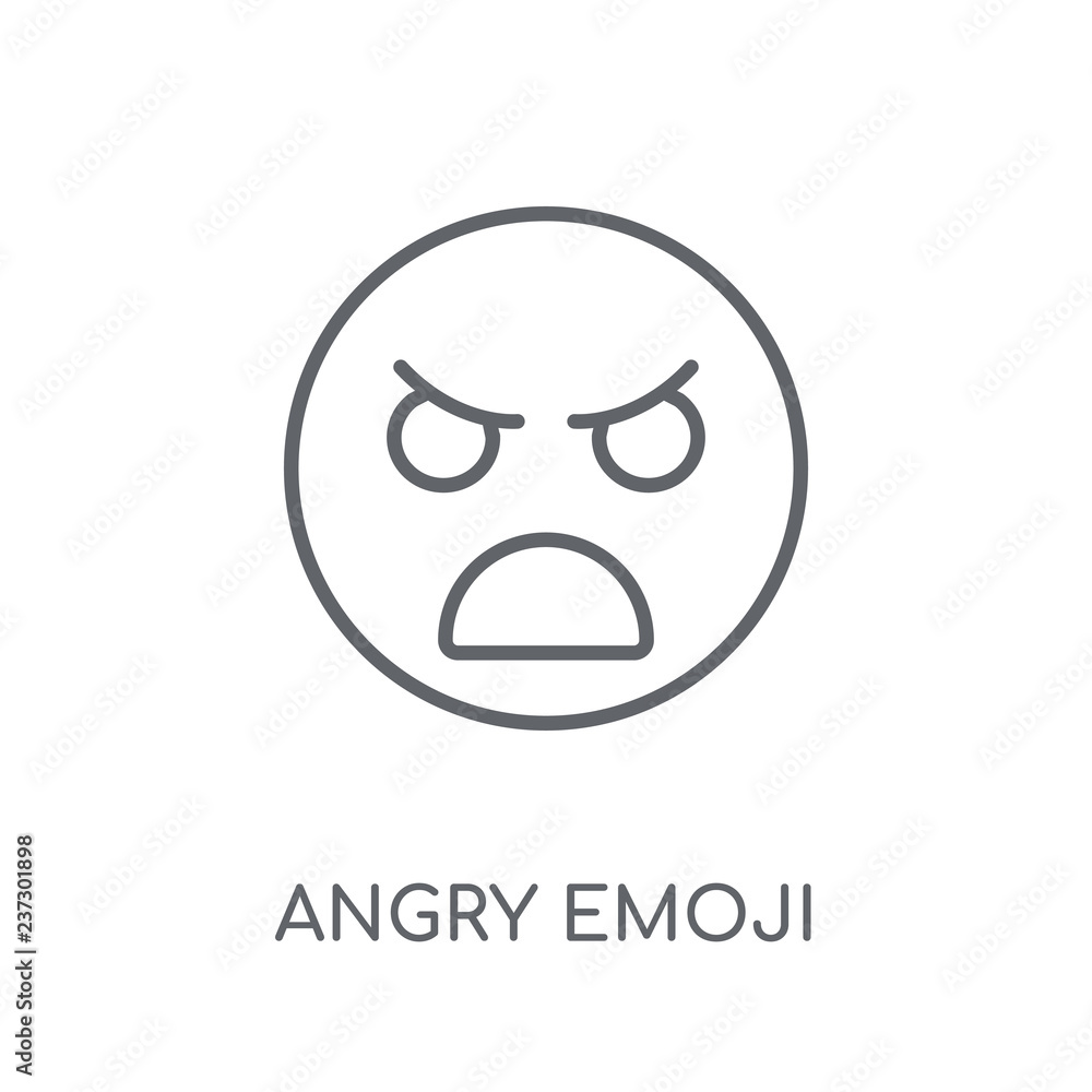 Angry emoji linear icon. Modern outline Angry emoji logo concept on ...