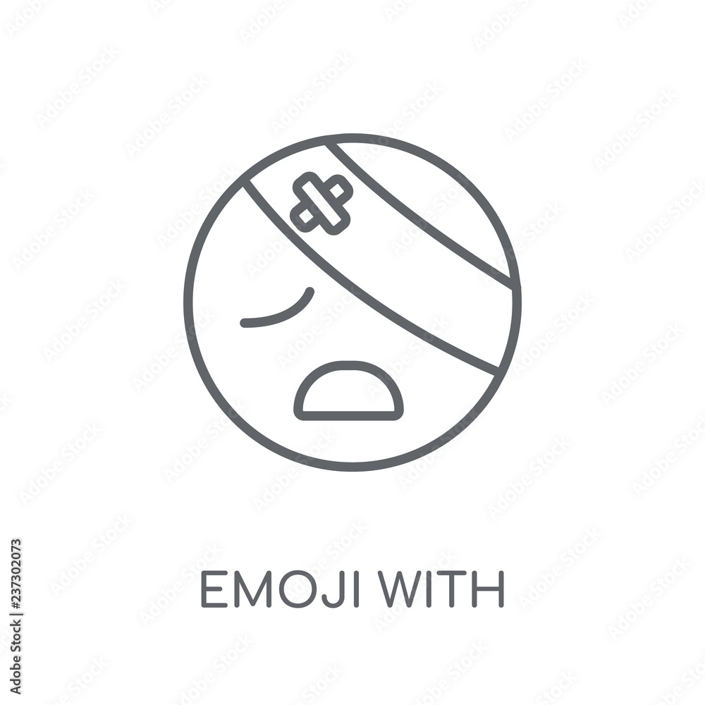 Emoji With Head-Bandage emoji linear icon. Modern outline Emoji With ...