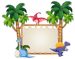 Wall Mural - dinosaur on blank banner