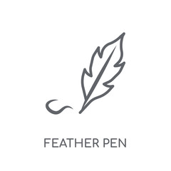 Feather pen linear icon. Modern outline Feather pen logo concept on white background from law and justice collection