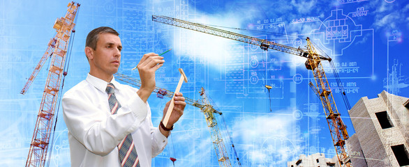 Wall Mural - modern engineering designing technology in construction industry