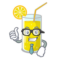 Wall Mural - Businessman glass fresh lemon juice on mascot