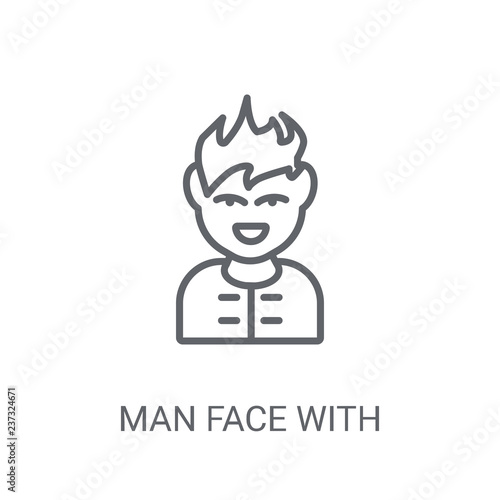 Man Face With Spiky Hair Icon Trendy Man Face With Spiky Hair