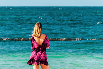 Wall Mural - Girl at Bavaro Beaches in Punta Cana, Dominican Republic