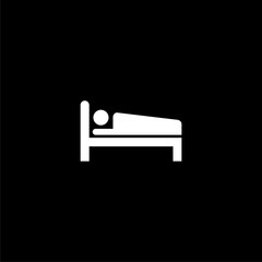 Sticker - Hospital bed logo, bed icon on dark background