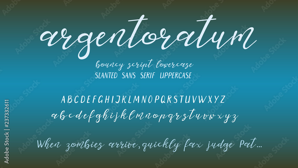 Fancy Slanted Script Lettering Hand-drawn font elements. Bouncy scripts lowercase and slanted sans ...