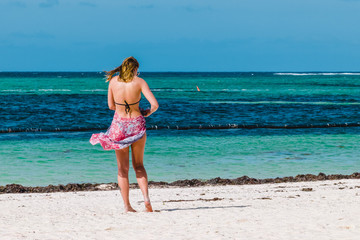 Sticker - Girl at Bavaro Beaches in Punta Cana, Dominican Republic