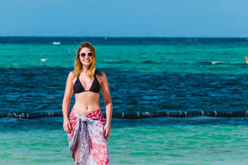 Canvas Print - Girl at Bavaro Beaches in Punta Cana, Dominican Republic