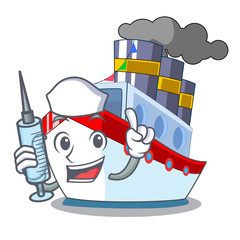 Sticker - Nurse aerial in cartoon cargo ship view