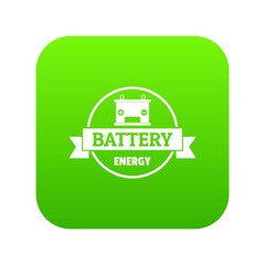 Wall Mural - Car battery icon green vector isolated on white background