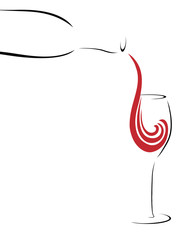 Abstract stylized glass of wine being poured