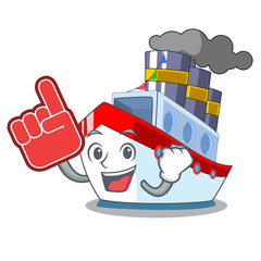 Poster - Foam finger ship contener a in shape cartoon