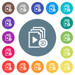 Poster - Import playlist flat white icons on round color backgrounds