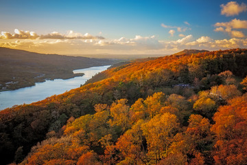 View of autumn landscape of Llanberis and Llyn Padarn in Wales, Uk.