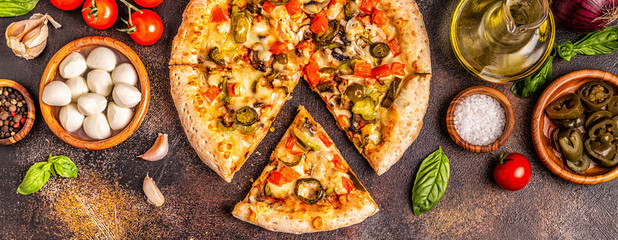 Mexican pizza with jalapeno pepper