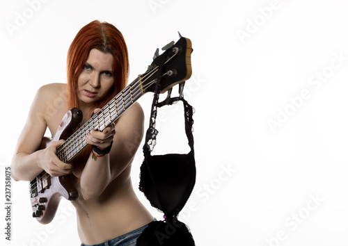 Girl Playing The Bass Naked