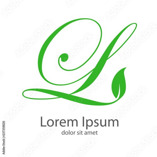 Logotipo Letra L Mayúscula Con Hojas En Color Verde Buy