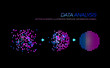 Vector Glowing Big Data Analysis Illustration, Technology Elements Isolated.