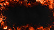 Abstract flames frame on isolated a black background