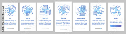 Cuadros en Lienzo After school program onboarding mobile app page screen with line