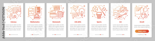 Fotomural After school program onboarding mobile app page screen with line