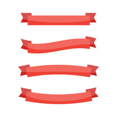 Wall Mural - set of red ribbons. vector banner and bow background