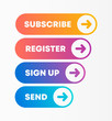 Set of call to action vector buttons.