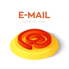 Wall Mural - E-mail Isometric Icon. 3D Isometric email Sign. Created For Mobile, Web, Decor, Print Products, Application. Perfect for web design, banner and presentation. Vector Illustration.