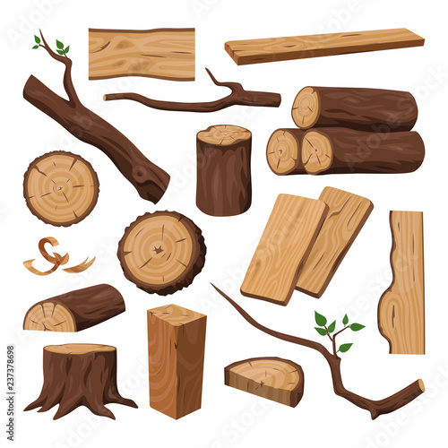 Wooden log, chopped trunk, timber and tree branch Poster Mural XXL