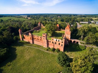 Wall Mural - Aerial view of ruins of medieval teutonic knights castle in Szymbark, Poland (former Schonberg, East Prussia)