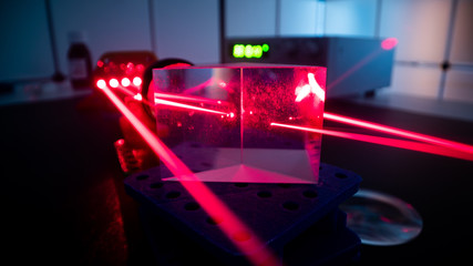 Poster - Experiment with red laser in optics lab