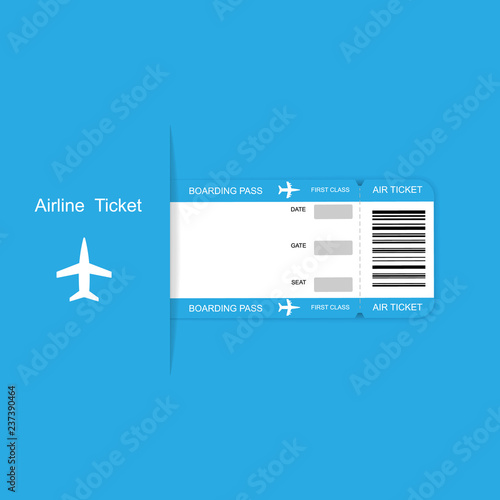Cuadros en Lienzo Modern airline travel boarding pass ticket on blue background.
