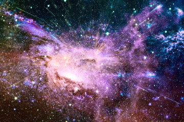 Wall Mural - artistic abstract multicolored smooth nebula galaxy filled with bright stars