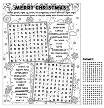Christmas Themed Zigzag Word Search Puzzle And Coloring Page. Answer Included.

