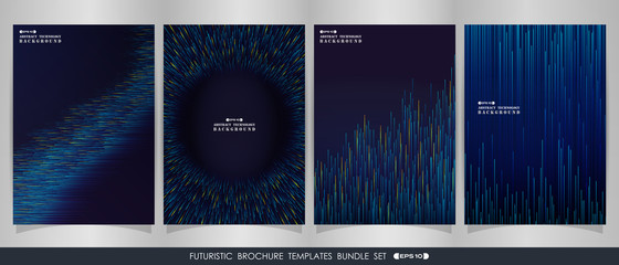 Wall Mural - futuristic stripe gradient blue lines brochure set.