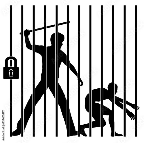 Fotomural Inmate gets beaten up and tortured by jail guard