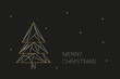 schwarz goldene Weihnachtskarte mit Christbaum