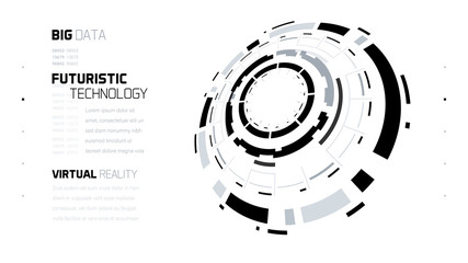 Wall Mural - 3D Futuristic Technology Minimalistic Website Template. Landing Page, Big Data, Virtual Reality, Artificial Intelligence, Hologram Screen, Science Fiction, Security System. Vector EPS 10 Illustration