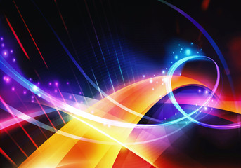 Canvas Print - abstract artistic multicolored glowing digital modern curved shapes artwork