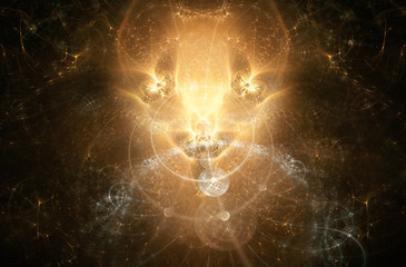 Canvas Print - abstract artistic glowing golden energy field artwork background