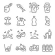 © nanmulti - Garbage Vector Line Icon Set. Contains such Icons as Banana Peel, Fishbone, Eggshell, Trash and more. Expanded Stroke