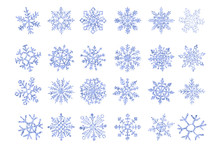 Set Of Vector Ice Snowflakes Blue Flake Of Snow Gradient
