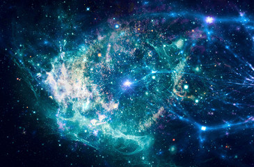 Canvas Print - artistic abstract multicolored glowing galaxy shaped as an eye