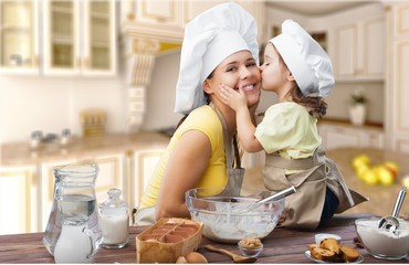 Cooking mother mom kid bake child kitchen