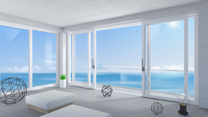 Wall Mural - White wide sliding door in the room