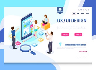 ux/ui design, workflow, development process. modern vector illustration concepts for website and mob