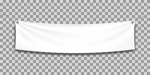 White mock up textile banner, isolated.