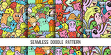 Fototapeta Fototapety na ścianę do pokoju dziecięcego - Collection of funny doodle monsters seamless pattern for prints, designs and coloring books