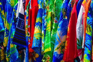 Colorful shirts at a street store, St. Thomas, USVI